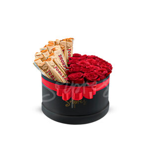 Caja de rosas con chocolates Toblerone