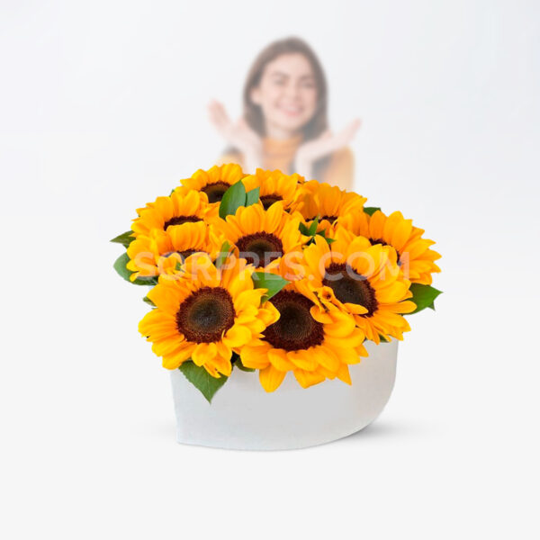 Caja de girasoles en floreria Sorpres Cusco